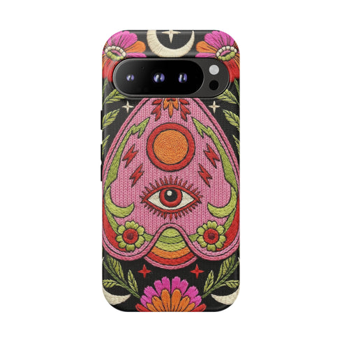 Evil Eye Phone Case Planchette Design, Goth Boho Aesthetic Floral iPhone Case