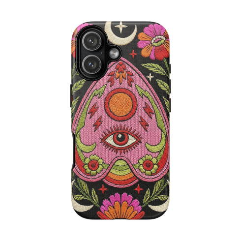 Evil Eye Phone Case Planchette Design, Goth Boho Aesthetic Floral iPhone Case