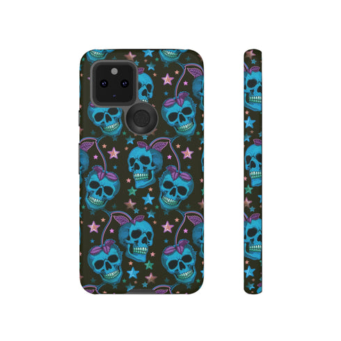 Skull Cherry Phone Case in Blue