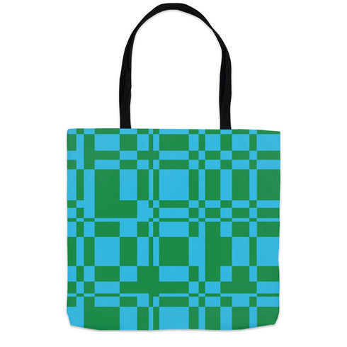 Squared Away Shoulder Tote in Ocean Blue and Green
