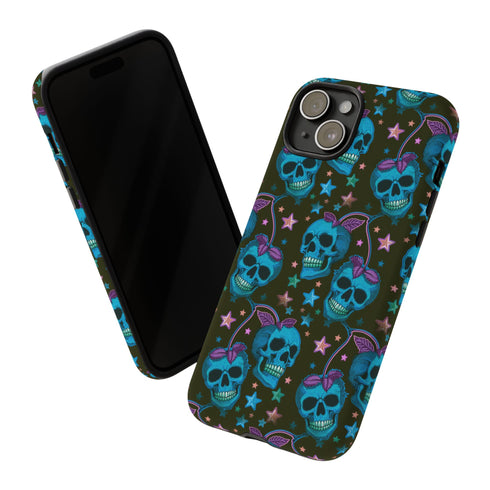 Skull Cherry Phone Case in Blue