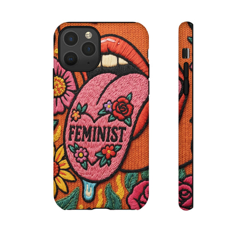 Feminist Tongue Faux Embroidery Phone Case