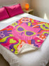 Psychedelic Trippy Cat Sherpa Blanket