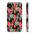 Stylish phone case with a colorful collage of iconic artists including Frida Kahlo, Warhol, Dali, and Keith Haring. Vibrant pop art design features stylized portraits on a dark background, perfect for art lovers.