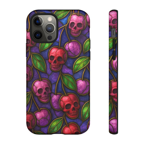 Stained Glass Cherry Skull Phone Case