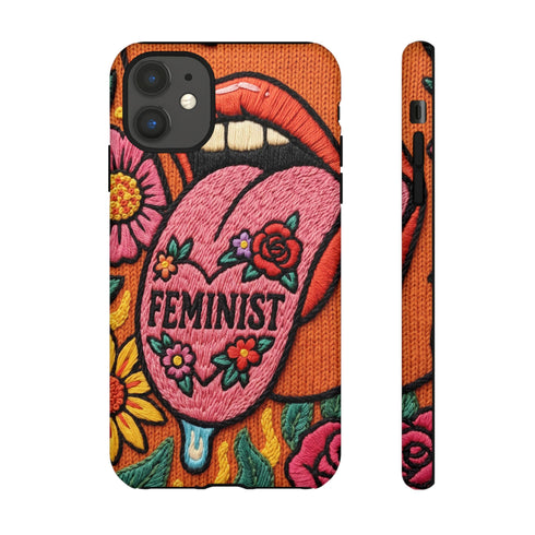 Feminist Tongue Faux Embroidery Phone Case