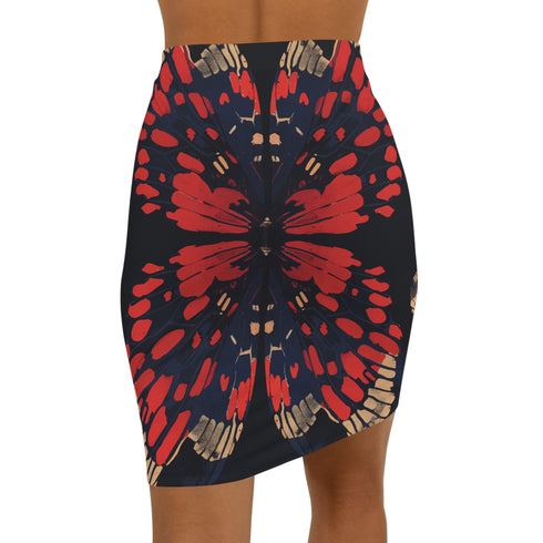 Midnight Monarch Mini Skirt in Red