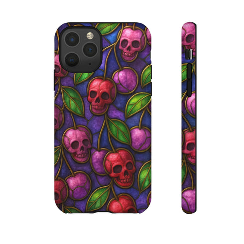 Stained Glass Cherry Skull Phone Case