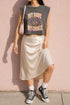 A garment dyed charcoal grey women's muscle tee featuring a slightly cropped boxy fit with structured shoulders and a wide rib collar. The front displays a retro 70s psychedelic graphic printed in purple, orange, and yellow. The text reads MY BODY MY CHOICE surrounding a central eye motif with a radial sunburst, framed by symmetrical mystical swirls and four point stars. The vintage style cotton shirt offers a faded aesthetic, presented on its own without background lifestyle elements.
