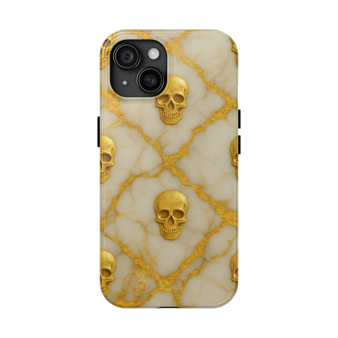 Marble Gold and White Skull Phone Case