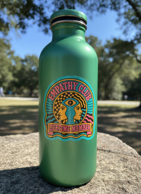 Retro Empathy Club Sticker: 70s Psychedelic Witchy Decal with Spiritual Third Eye for Laptop, Journal