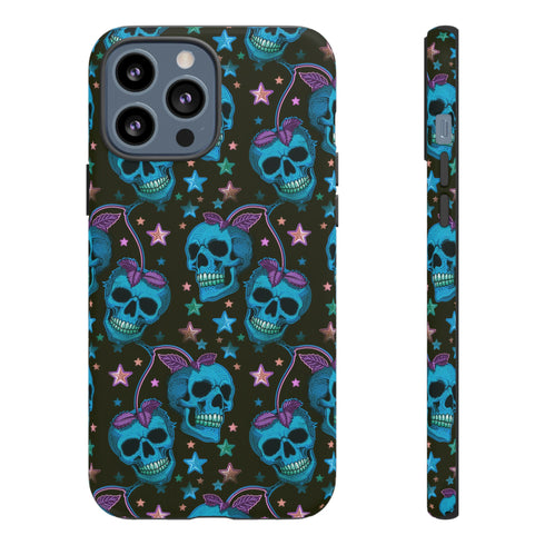 Skull Cherry Phone Case in Blue