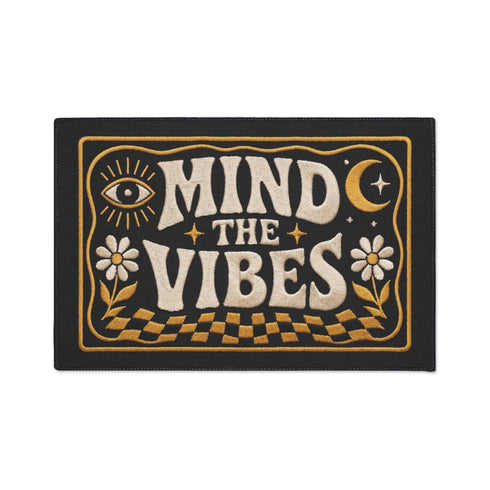 Mind The Vibes Checkerboard Welcome Doormat