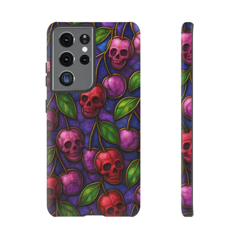 Stained Glass Cherry Skull Phone Case