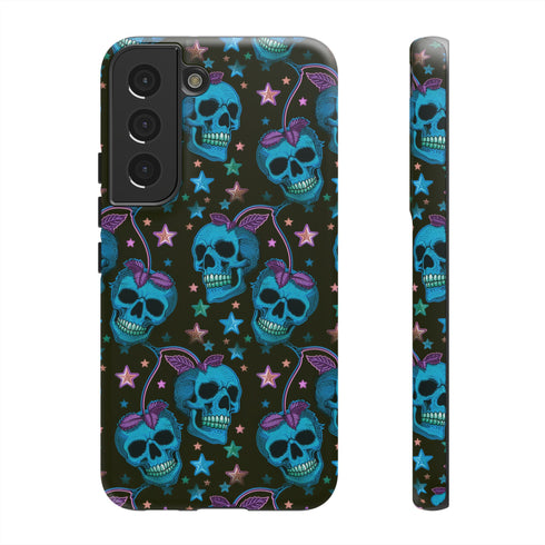 Skull Cherry Phone Case in Blue