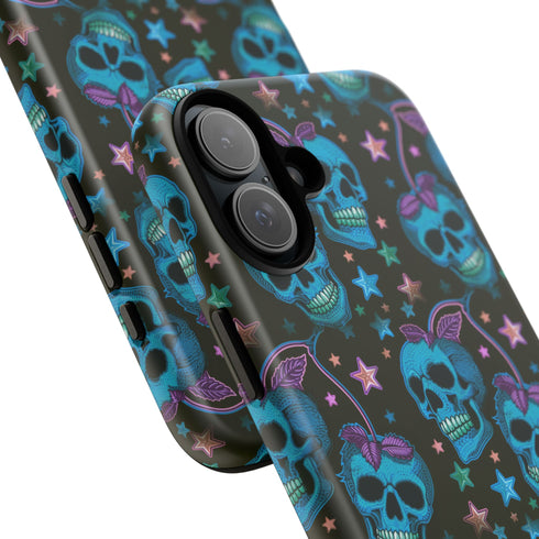 Skull Cherry Phone Case in Blue