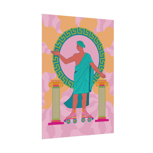 Greek Statue on Roller Skates Art Print