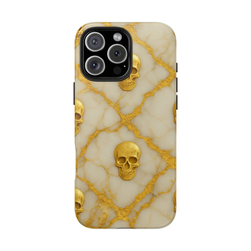 Marble Gold and White Skull Phone Case