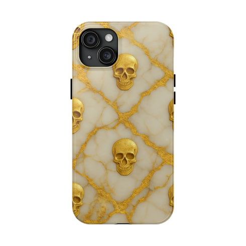 Marble Gold and White Skull Phone Case