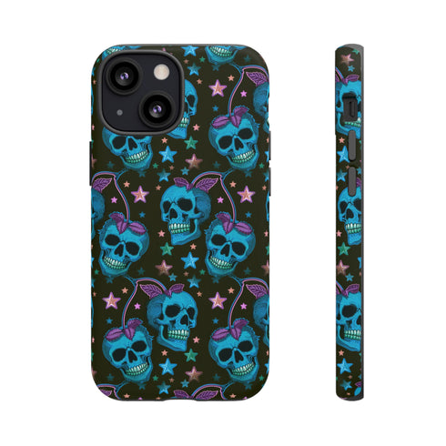 Skull Cherry Phone Case in Blue