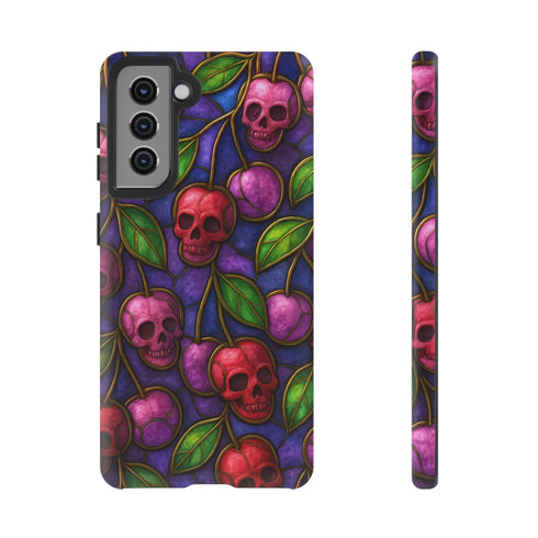 Stained Glass Cherry Skull Phone Case