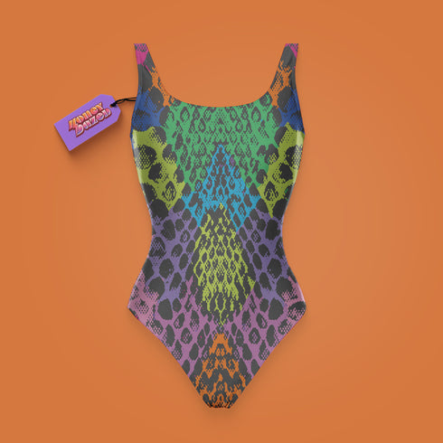 a bathing suit with a tag attached to it