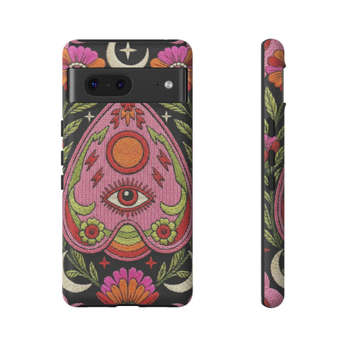 Evil Eye Phone Case Planchette Design, Goth Boho Aesthetic Floral iPhone Case