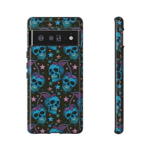 Skull Cherry Phone Case in Blue