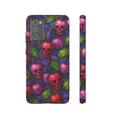 Stained Glass Cherry Skull Phone Case