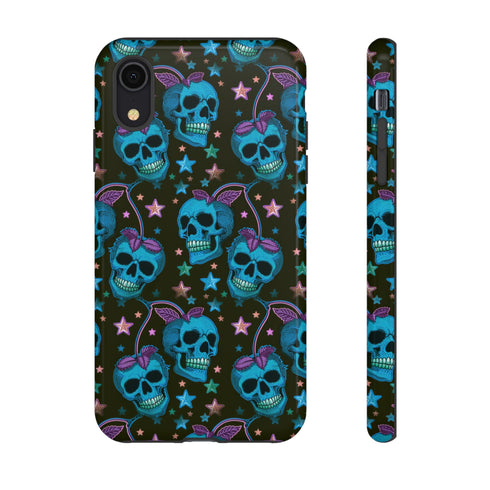 Skull Cherry Phone Case in Blue