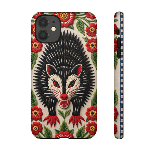 Angry Possum Faux Embroidery Phone Case