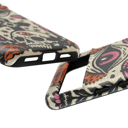 Gothic Faux Crochet Phone Case - Whimsigoth Evil Eye Skull Cover