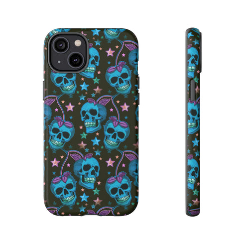 Skull Cherry Phone Case in Blue