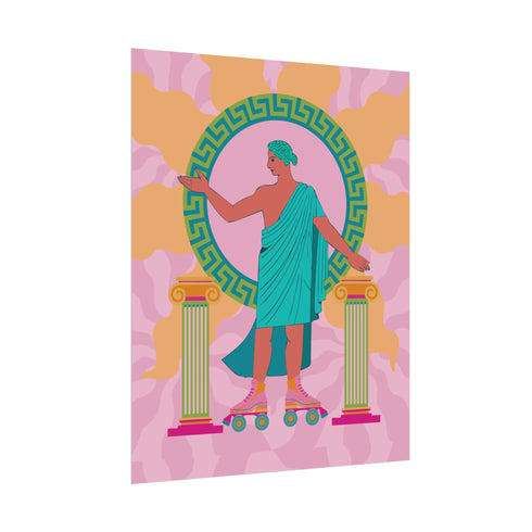 Greek Statue on Roller Skates Art Print