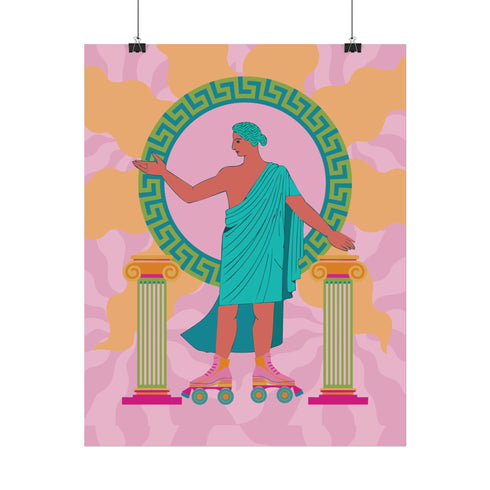 Greek Statue on Roller Skates Art Print
