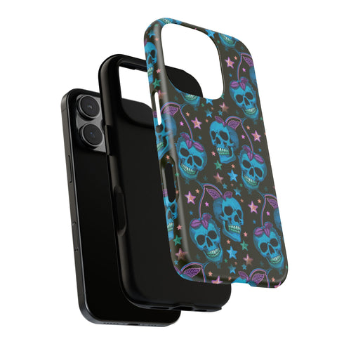 Skull Cherry Phone Case in Blue