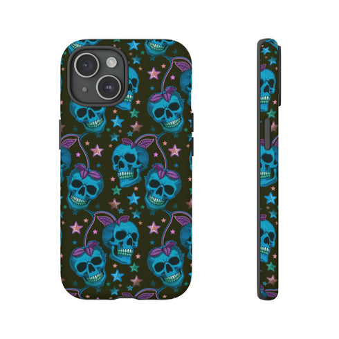 Skull Cherry Phone Case in Blue