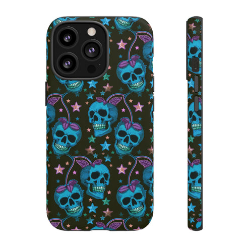 Skull Cherry Phone Case in Blue