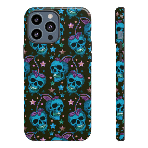 Skull Cherry Phone Case in Blue