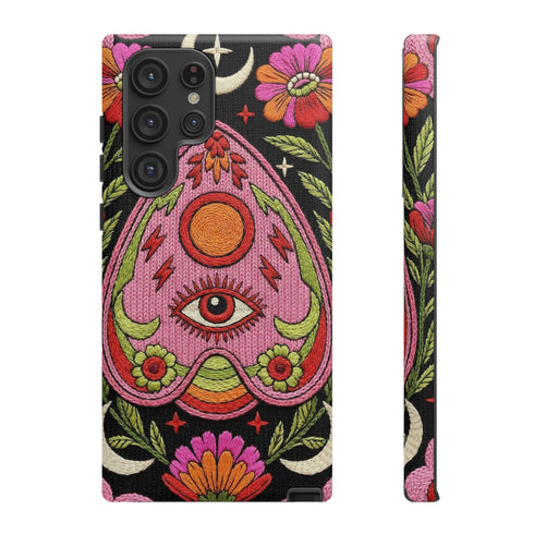 Evil Eye Phone Case Planchette Design, Goth Boho Aesthetic Floral iPhone Case
