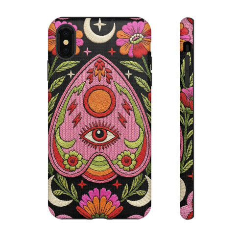 Evil Eye Phone Case Planchette Design, Goth Boho Aesthetic Floral iPhone Case