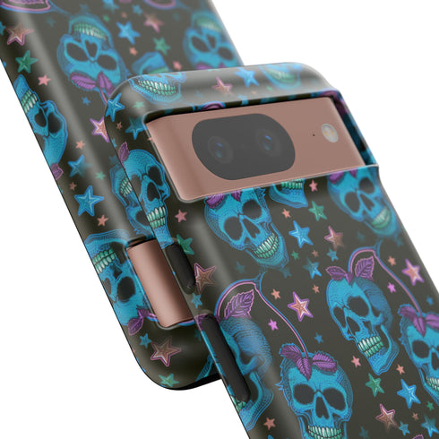 Skull Cherry Phone Case in Blue