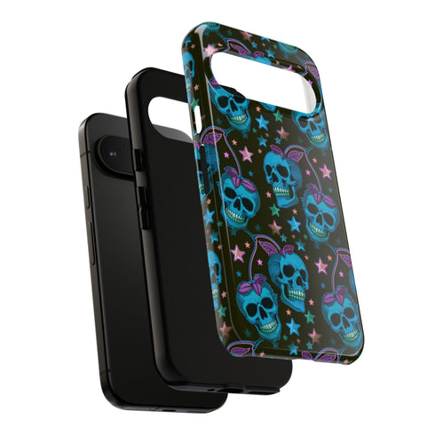 Skull Cherry Phone Case in Blue