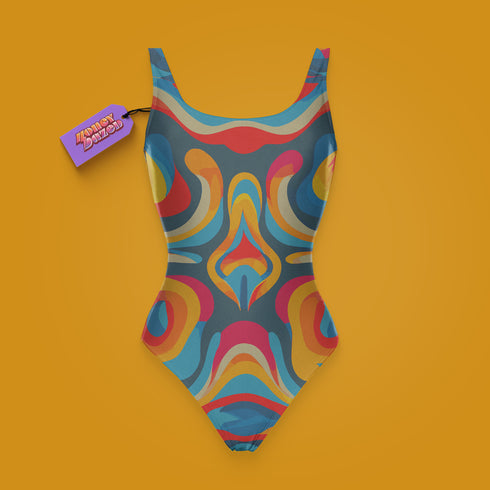a bathing suit with a tag attached to it