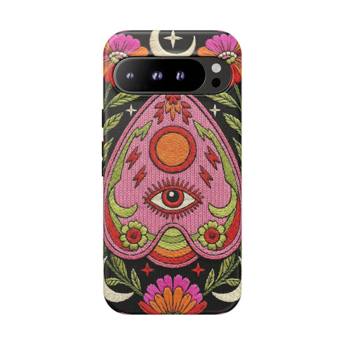 Evil Eye Phone Case Planchette Design, Goth Boho Aesthetic Floral iPhone Case