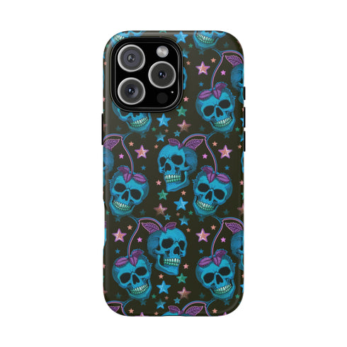 Skull Cherry Phone Case in Blue