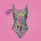 a bathing suit with skulls and skulls on it