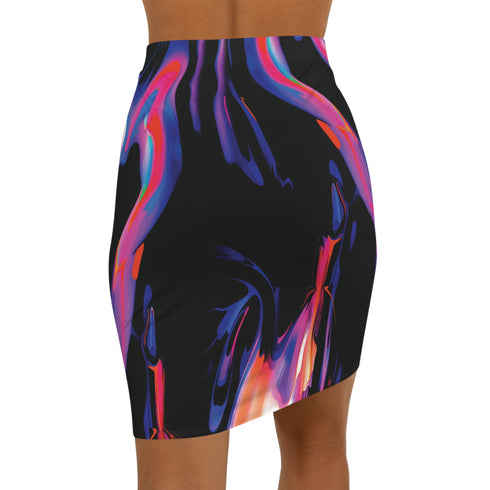 HoloHaze Fitted Mini Skirt in Red