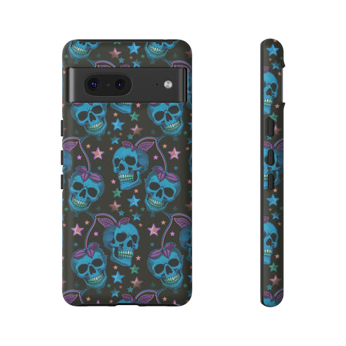 Skull Cherry Phone Case in Blue