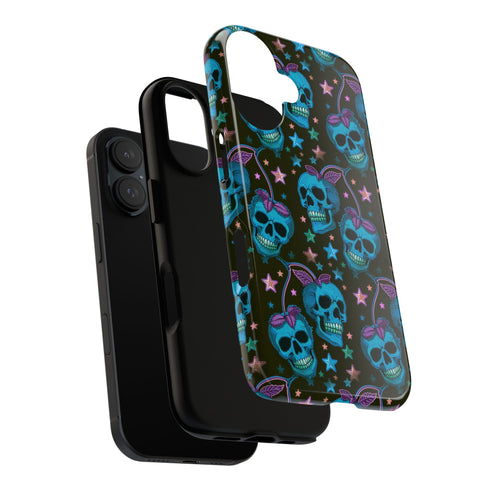 Skull Cherry Phone Case in Blue